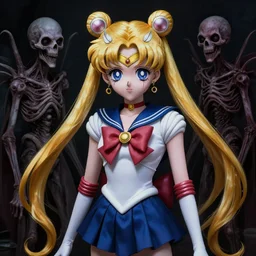 sailormoon grotesque, trypophobia, ultra detailed, ultra realistic, adventure time, studio lighting, by beksinski, alejandro jodorowsky, giger, greg rutkowski, carne griffith trending on artstation, deviantart, photorealism