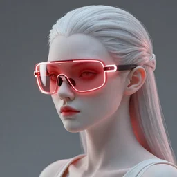 albino maiko with futuristic sunglasses, red and white neon, concept art, intricate details, highly professionally detailed, cgsociety, highly detailed -