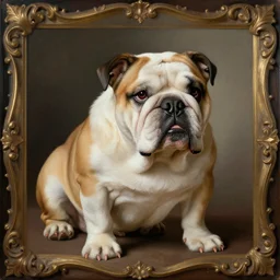 baroque rococo painting The Ugly Royal Bulldog  portrait Greg Hildebrandt high detail cute puppy