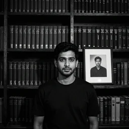Nirav Patel midnight crypt with black bookshelves. Black photograph. brightness= 0