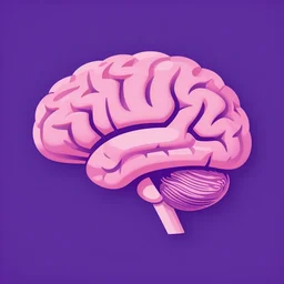 brain art deco graphic style, pink and purple