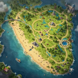 a top down map of a beach for a dungeon and dragon bame , digital art, trending on artstation, HD, 8K, highly detailed, good lighting, beautiful, epic, masterpiece, detailed, sharp,-H 512