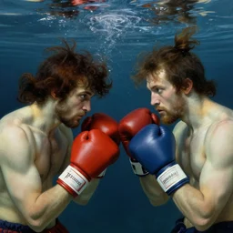 epic beautifull renaissance portrait of a 2 boxers underwater, art by zena holloway, jean gerome, edward hopper and jenny saville and james jean, hyper detail, 8 k, high resolution, ultra detailed