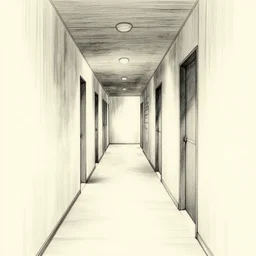 Manga sketch of a liminal hallway