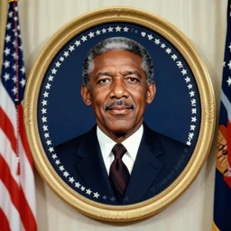 upper body portrait of the united states president, black man, oval office, presidential, a character portrait by frank barrington craig, reddit, precisionism, 1 9 7 0 s, provia, studio portrait