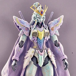 a portrait of a mecha - empress. electron microscopy, false colour, pastel