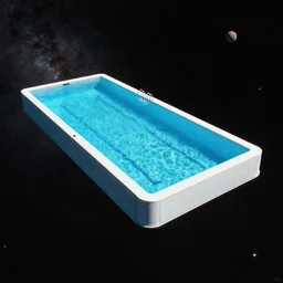 photo of a swimming pool floating in outer space