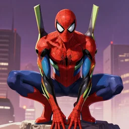 Spiderman in the style of Neon Genesis Evangelion
