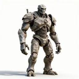 battle-worn golem made of stone, high detail digital art, full body, standing, isolated on a pure white background, centered, whole figure in frame, sharp focus, studio lighting