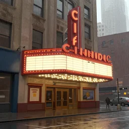 an old cinema, new york, rainy day, matte painting, marc simonetti, artstation
