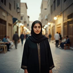 cairo old streets, night life of 1 9 4 0, muizz street + egyptian muslim girl wearing egyptian hijab