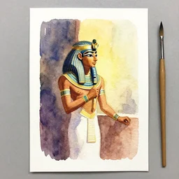 small centered on watercolor paper, paint brush strokes, abstract watercolor painting of ancient egyptian painter, cinematic light, national romanticism by hans dahl, by jesper ejsing, by anders zorn, by greg rutkowski, by greg manchess, by tyler edlin