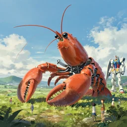 Landscape with a GIANT MECHANICAL SHRIMP, looming over the landscape, robot shrimp, cinematic, rendered by simon stålenhag, rendered by Beeple, Makoto Shinkai, syd meade, inspired by Gundam, environment concept, digital art, unreal engine, 3 point perspective, WLOP, trending on artstation, low level, 4K UHD image, octane render,