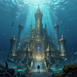 a highly detailed james paick concept art 8 k render of lost city under the deep sea, greg rutkowski, cinematic lighting, game asset, unreal engine, illustration, artstation, digital painting, sharp focus,, golden ratio, mythological, ultra realistic