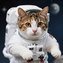 a calico cat as an astronout