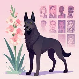 a fierce hostile 3 d render of hellhound, pixiv fanbox, dramatic lighting, giant gladiola, maximalist pastel color palette, splatter paint, pixar and disney exploded - view drawing, graphic novel by fiona staples and dustin nguyen, peter elson, alan bean, wangechi mutu, clean cel shaded vector art, trending on artstation