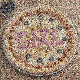 gender reveal pizza writing GIRL in black olives