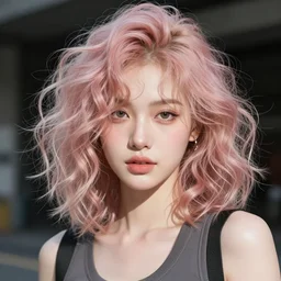 A digital art of Alyssa, anime thai girl, messy curly pastel hair, streetwear fashion, clear clean face, face by lya kushinov, Avetetsuya Studios