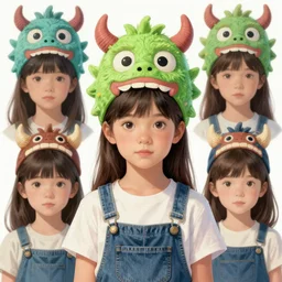 tender portrait of a young cute girl with a monster mask head and jean overalls, portrait illustration, trending on artstation, character design, sharp focus, illustration, digital matte painting, art by ruan jia, elena shumilova, leah robinson, ghibli