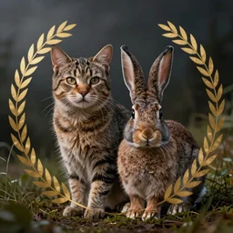 a cat combined with a rabbit merged