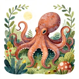 octopus's garden, storybook illustration