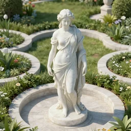 an idealistic marble statue in a fractal garden, unreal engine, 8k render, beautiful, full frame,