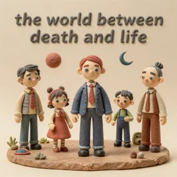 the world between death and life, surrealistic detailed claymation art