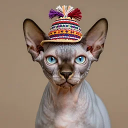 sphynx cat with peruvian hat, highly detailed, 4 k, trending on artstation, photograph