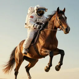image of horse above astronaut, hyperrealistic masterpiece, trending on artstation, cgsociety, kodakchrome, golden ratio, cinematic, composition, beautiful lighting, hyper detailed