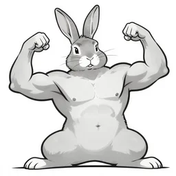 rabbit!!! jim lee!!! medium shot!! flat grayscale ink sketch by jim lee close up in the style of jim lee, dramatic flexing pose swat soldier armor borderlands hulk rabbit animal by jim lee