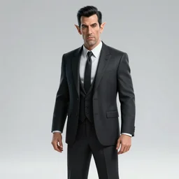 a cyberpunk very ugly mafia boss in a suit with slicked back black hair played by adam sandler as an elf, 1 9 7 9 omni magazine cover, style by vincent di fate, artgerm, very coherent, detailed, 4 k resolution, bright, unreal engine, daz