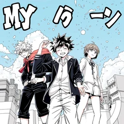 a manga comic of my hero academia, by kohei horikoshi