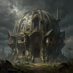 epic professional sci - fi digital art of ruined cottagecore domed planetary outpost, eerie atmospheric lighting, painted, detailed, intricate, impressive, foreboding, by leesha hannigan, wayne haag, reyna rochin, iris van herpen, hdr, 8 k, epic, stunning, gorgeous, much wow, cinematic, masterpiece