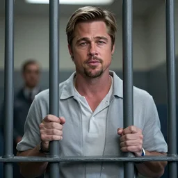 locked up mogul, brad pitt has to break out of jail as united states president donald trump, movie poster, theatrical poster, vibrant fan art, digital art, trending on artstation, minimalist
