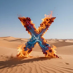 dreamscape particles in the desert crossing fire and water into x letter