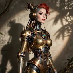 image of beautyful female android steampunk by niki de saint phalle,