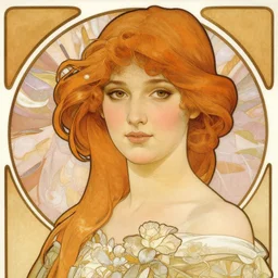 beautiful girl portrait by alphonse mucha