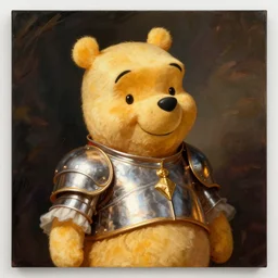 A rococo portrait of Winnie the Pooh in shining armor, Jacques-Louis David, Réunion des Musées Nationaux, Louvre catalog photography,