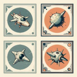 design only 2 0 5 0 s retro future art italian jj leyendecker designs borders lines decorations space machine. muted colors. by jean - baptiste monge