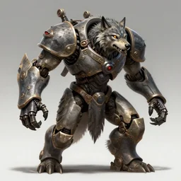 Pathfinder Hunter Automaton, Robot in Wolf Stance, Digital Pathfinder Artwork, 4K, Detailed, Trending on Artstation.