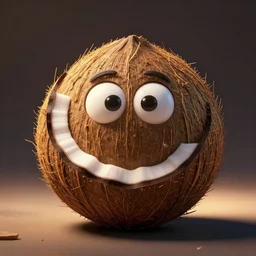 the coconut nut is a giant nut,, silly, cartoon, symmetric, dynamics lighting, cinematic,