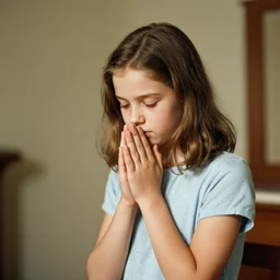 a young girl praying circa 1 9 7 0