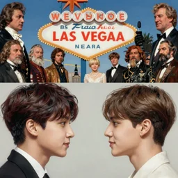 jungkook and taehyung getting married in las vegas, bts, face detail by theodore ralli and nasreddine dinet and anders zorn and nikolay makovsky and edwin longsden long,, painting by sargent and leyendecker and greg hildebrandt, high detail 8 k