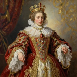 the royal queen vladimir putin of the kingdom of russia by greg hildebrant lisa frank fancy rococo baroque regal oil painting high quality award winning clothed in fancy garb