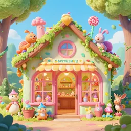photo of shop whimsical fairy wonderland vibrant colors candyland wonderland by artgerm and greg rutkowski and magali villeneuv art beeple, by thomas kinkade hearstone league of legends dofus beatrix potter