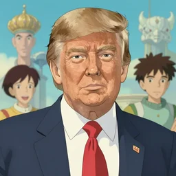 an anime portrait of Donald Trump, a portrait of Donald Trump by studio Ghibli and Toei, highly detailed anime portrait, trending on artstationhq