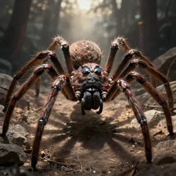 the human race enslaved by human sized spiders photorealistic