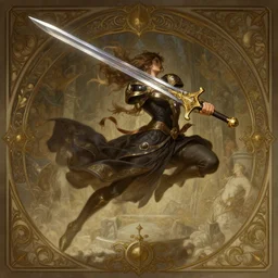 a leaping sword attack from overhead, deep focus, d & d, fantasy, intricate, elegant, highly detailed, digital painting, artstation, concept art, matte, sharp focus, illustration, hearthstone, art by artgerm and greg rutkowski and alphonse mucha