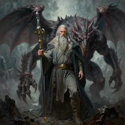 gandalf and the balrog. a 2 4. artgerm. high detail scene. beksinski. epic ultrarealism. oil on canvas. cinematic wide angle lens