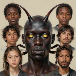 portrait of the god of hornets, dark skin and plain gold eyes. realistic, symmetrical face. art by bowater charlie, mark brooks, julie bell, arian mark, tony sandoval